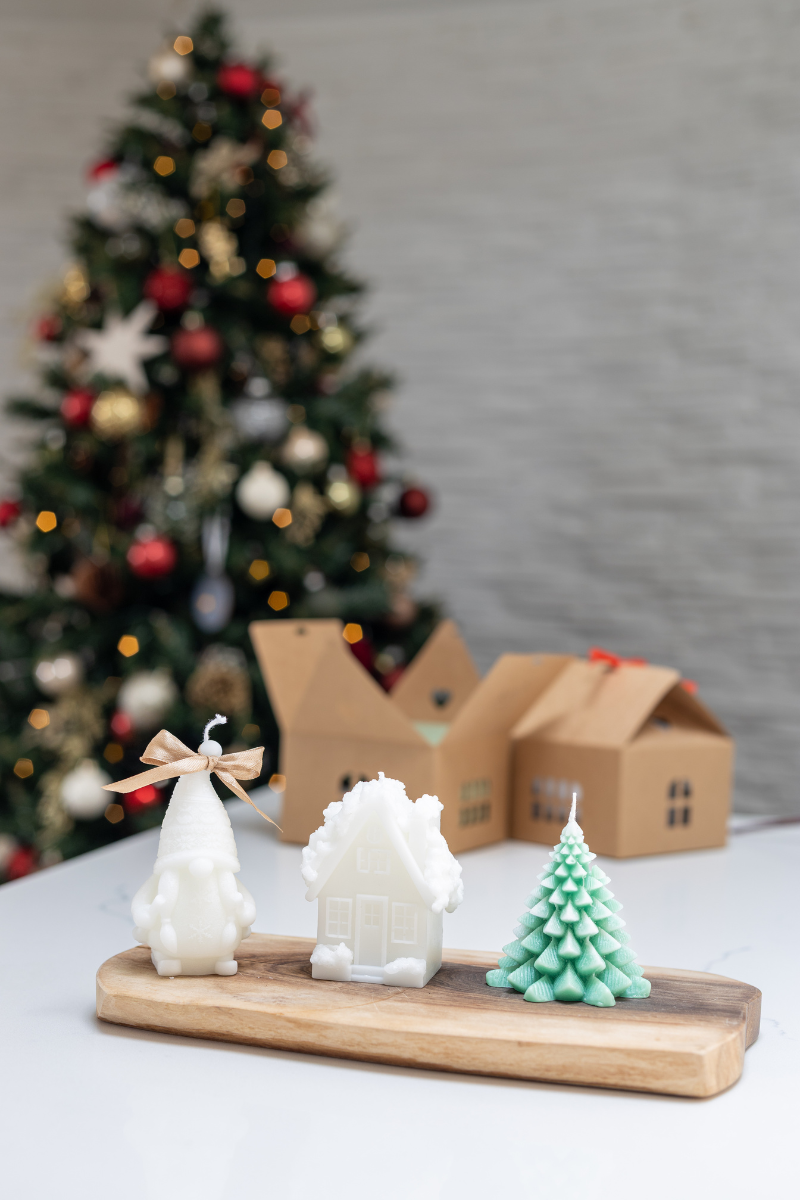 3-Piece Christmas Candle Gift Box — Mrs. Gnome, Snow House & Christmas Tree
