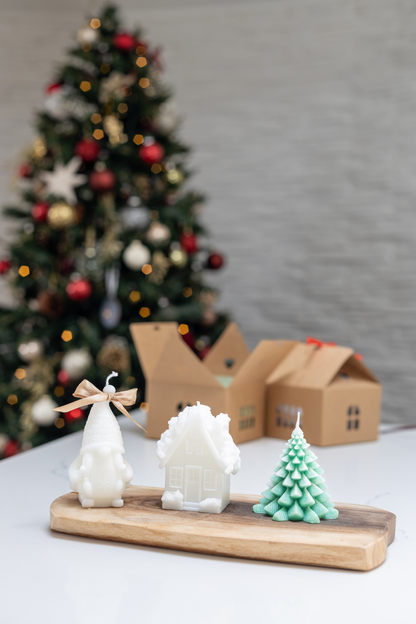 3-Piece Christmas Candle Gift Box — Mrs. Gnome, Snow House & Christmas Tree