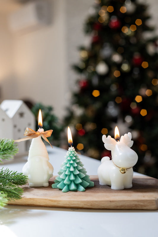3-Piece Christmas Candle Gift Box – Christmas Tree, Mrs. Gnome & Chubby Reindeer