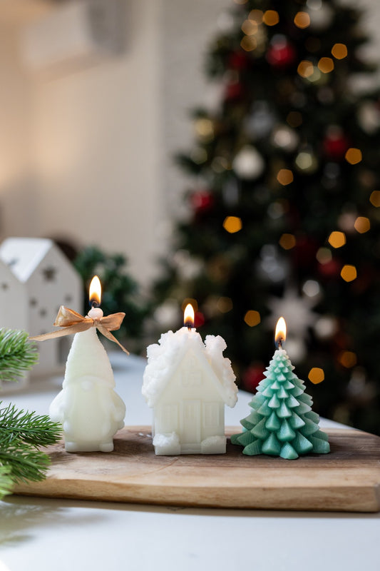 3-Piece Christmas Candle Gift Box — Mrs. Gnome, Snow House & Christmas Tree