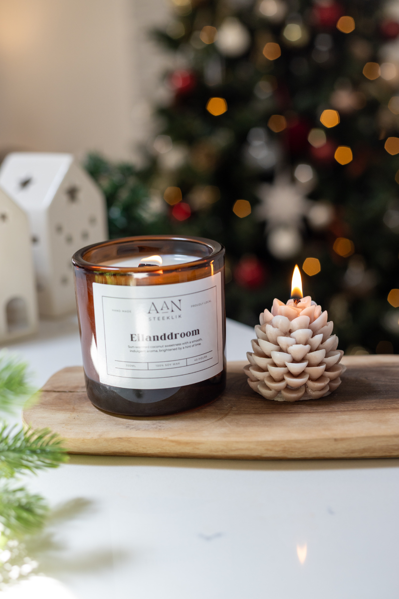 2-Piece Candle Gift Box – Brown Glass Jar Candle (350ml) + Surprise Christmas Candle