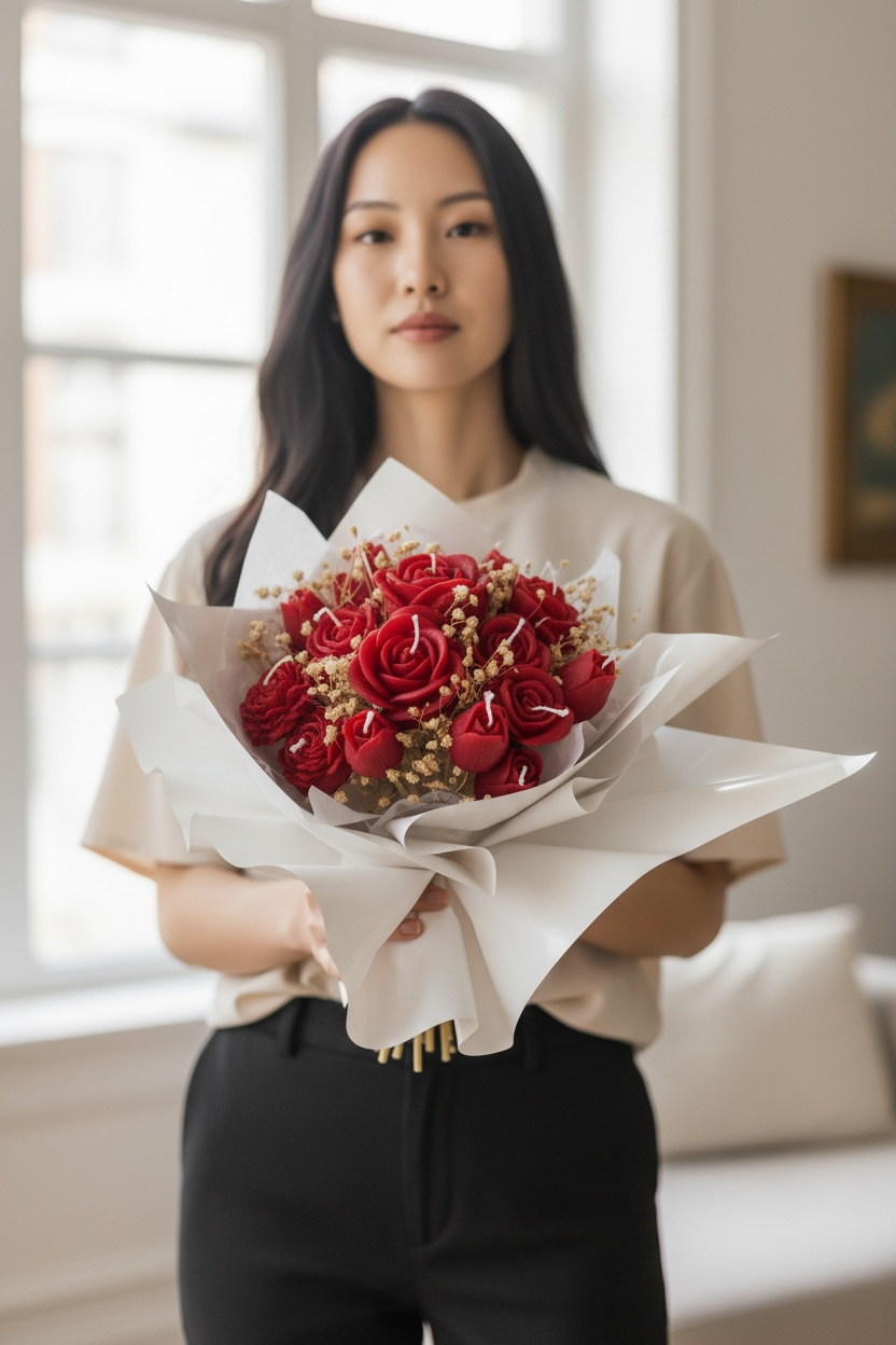 Red & Pink Candle Bouquet
